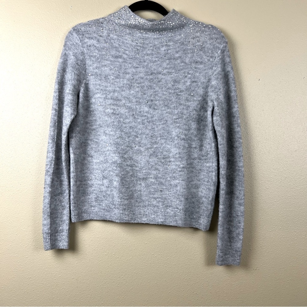 Juicy Couture Sweater Mock Neck Rhinestone Detail Gray Gray